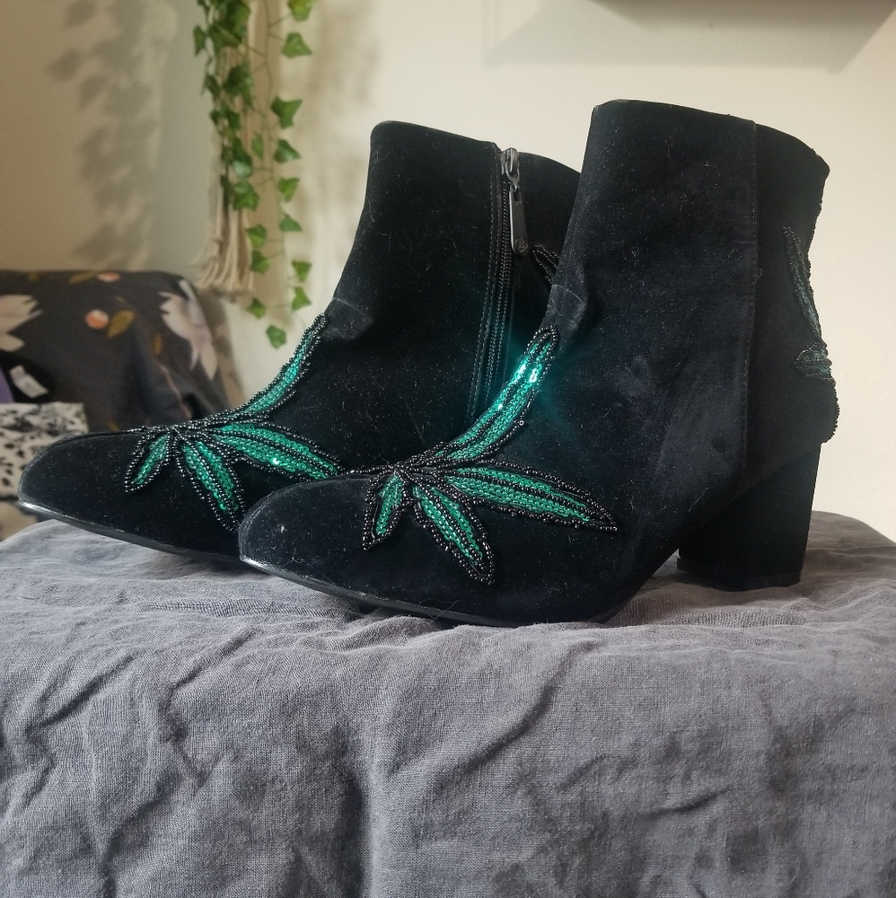 Iron Fist- Bead Embroidery Mary Jane Ankle Booties